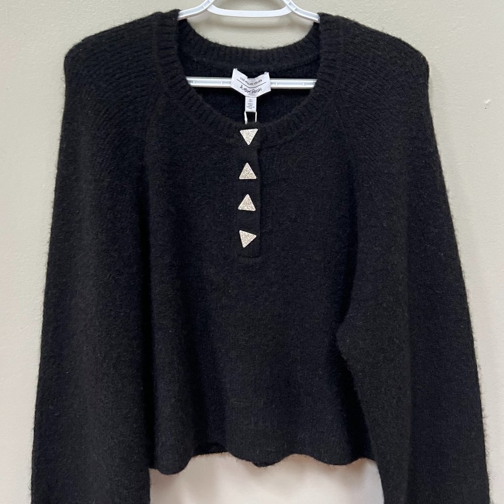 & Other Stories Black Embellished Triangle button alpaca, wool black sweater L